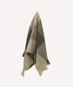 Sale Beige Brown Plaid Fringe Throw Throws & Blankets