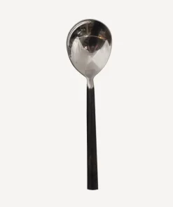 New Black Handle Soup Spoon Cutlery & Utensils