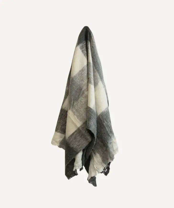 Clearance Checkered Black & White Throw Throws & Blankets