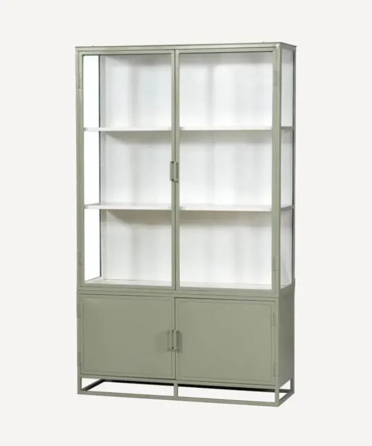 New Cole Display Cabinet Double Olive Shelving & Cabinets