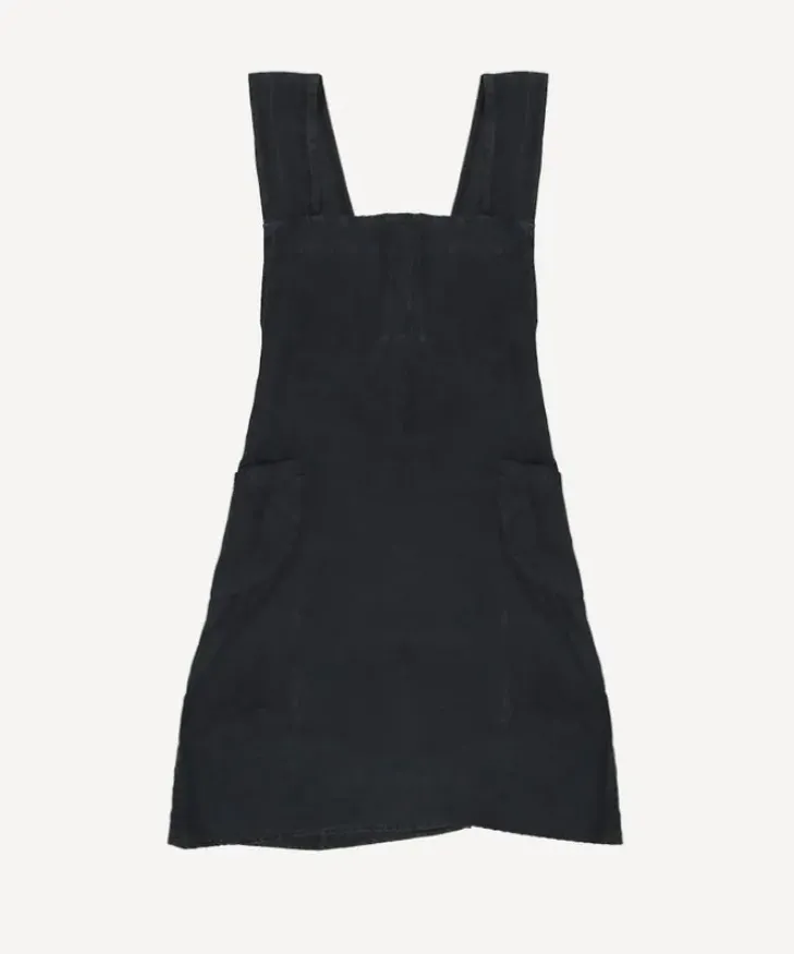 Online Cross Back Apron Black Stonewashed Linen Aprons