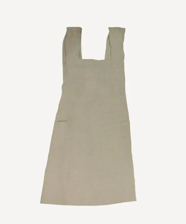Hot Cross Back Apron Natural Stonewashed Linen Aprons