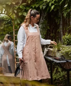 Sale Cross Back Apron Pale Pink Stonewashed Linen Aprons