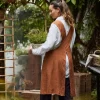 New Cross Back Apron Tobacco Stonewashed Linen Aprons