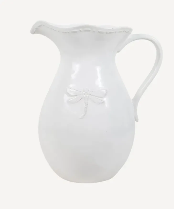 New Dragonfly Stoneware White Jug Large Dinnerware