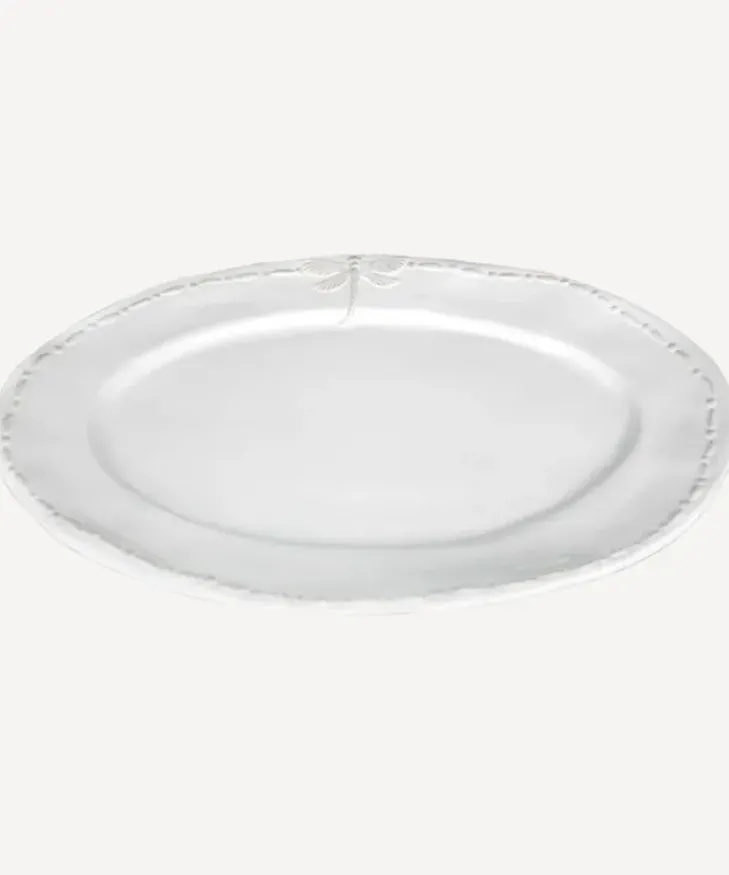 New Dragonfly Stoneware White Oval Platter Large Dinnerware