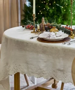 Clearance Embroidered Tablecloth White Small Christmas Tabletop