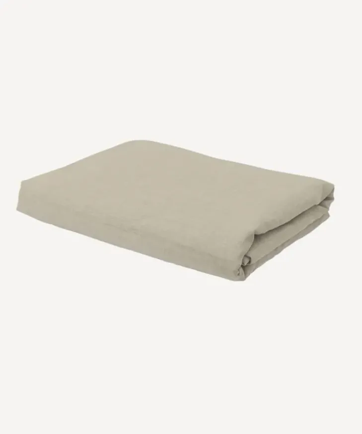 Online Emilie Linen Fitted Sheet Queen Sand Bed Linen