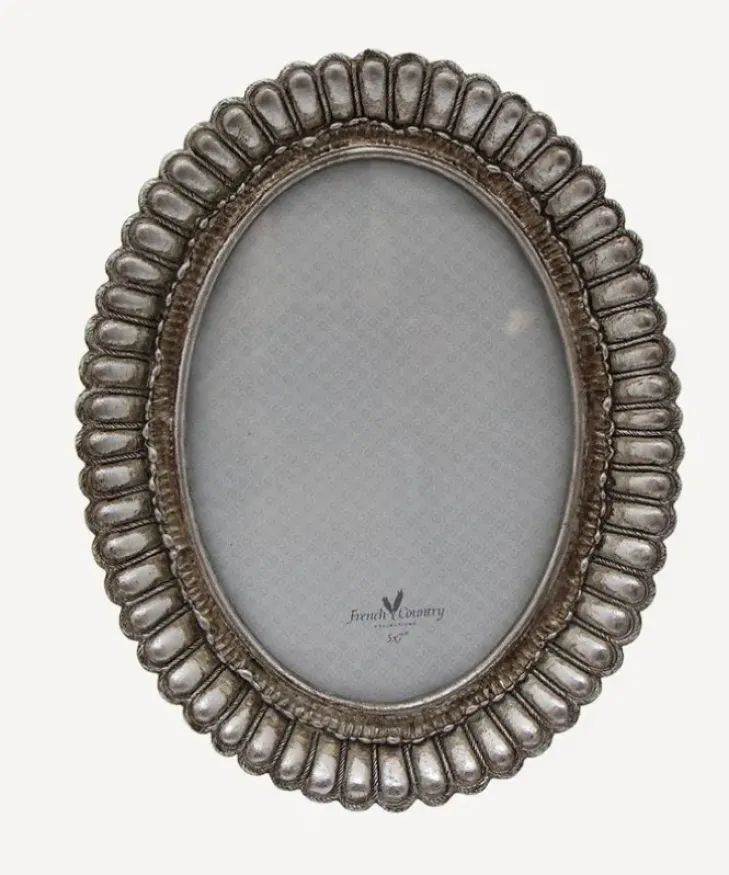 New Fanned Oval Photo Frame Pewter Finish 5x7" Photoframes