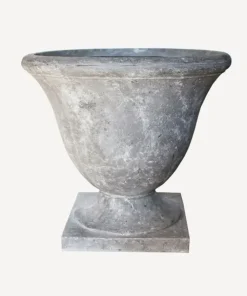 New Footed Urn with Square Base Lava Raw Grey Urns, Vases & Planters