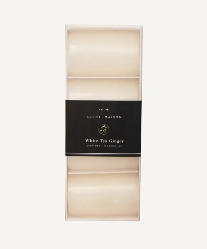Best Maison Pillar Candle White Tea Ginger 2x3" (4PC) Candles