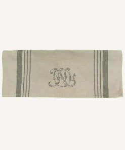 Discount Monogram Tea Towel Natural with Grey Stripe Tea Towels
