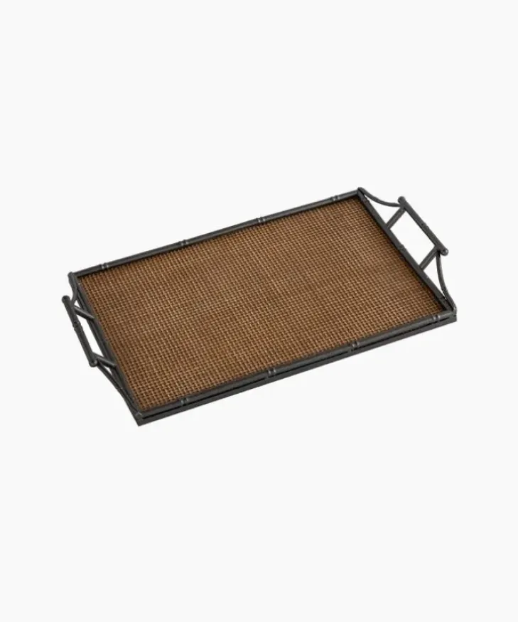 Sale Rattan & Faux Bamboo Handle Tray Small Trays