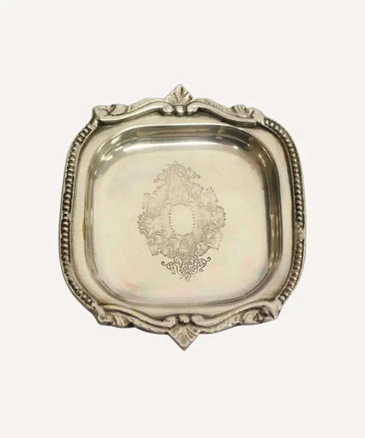 Online Small Square Silver Tray with Beading Dressing Table Accessories