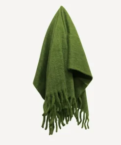 New Solid Fringed Sage Green Throw Throws & Blankets