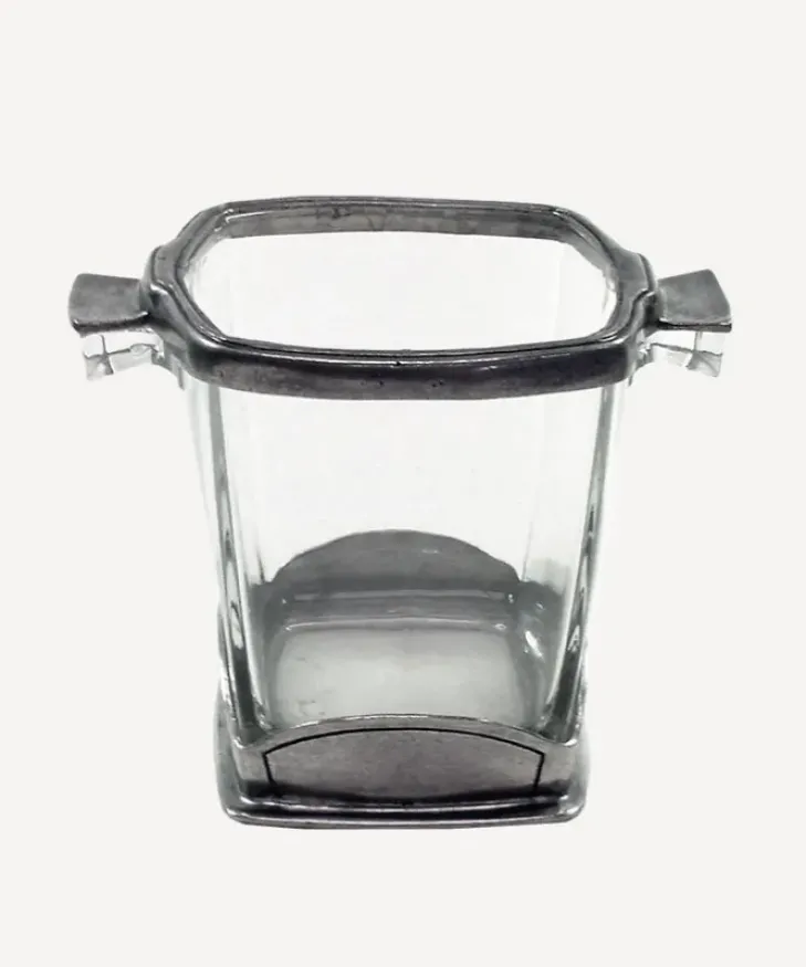 Clearance Square Pewter & Glass Ice Bucket Champagne & Ice Buckets