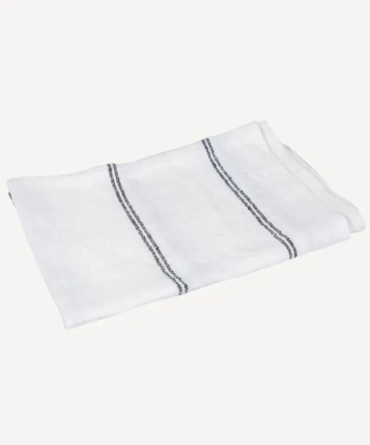 Hot Woven Stripe Tea Towel Off-White & Black Tea Towels